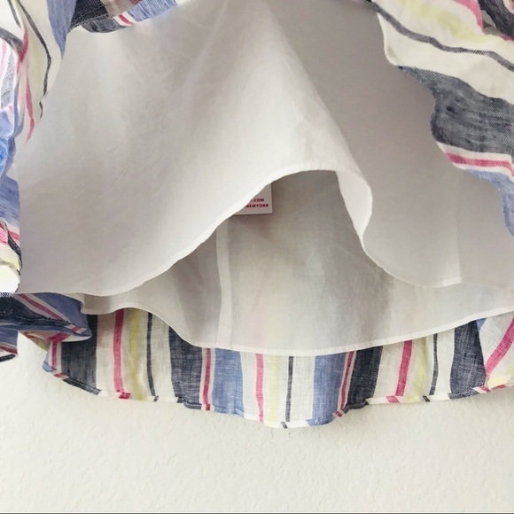 New! Parker Linen Bohemian Striped Ruffle Tier Beach Mini Skirt - Picture 5 of 8